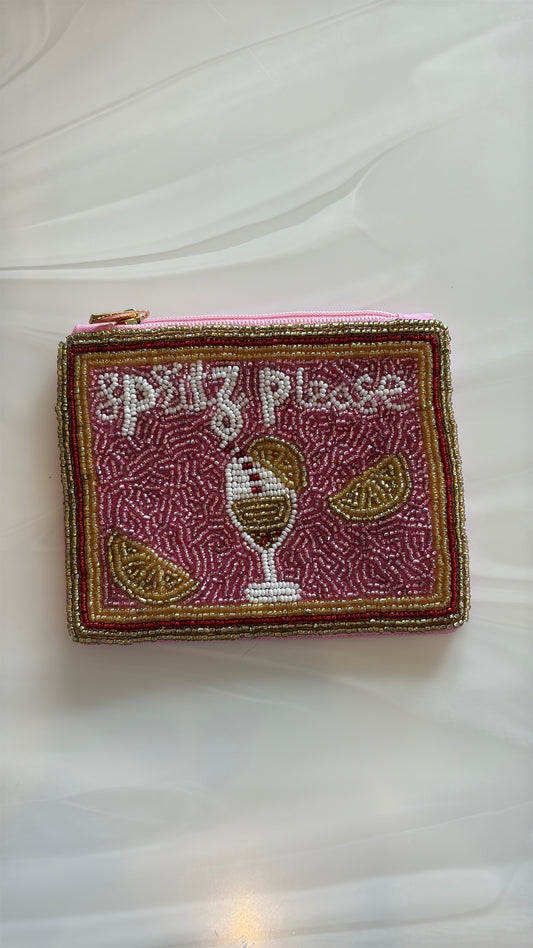 "Spritz Please" Beaded Pouch