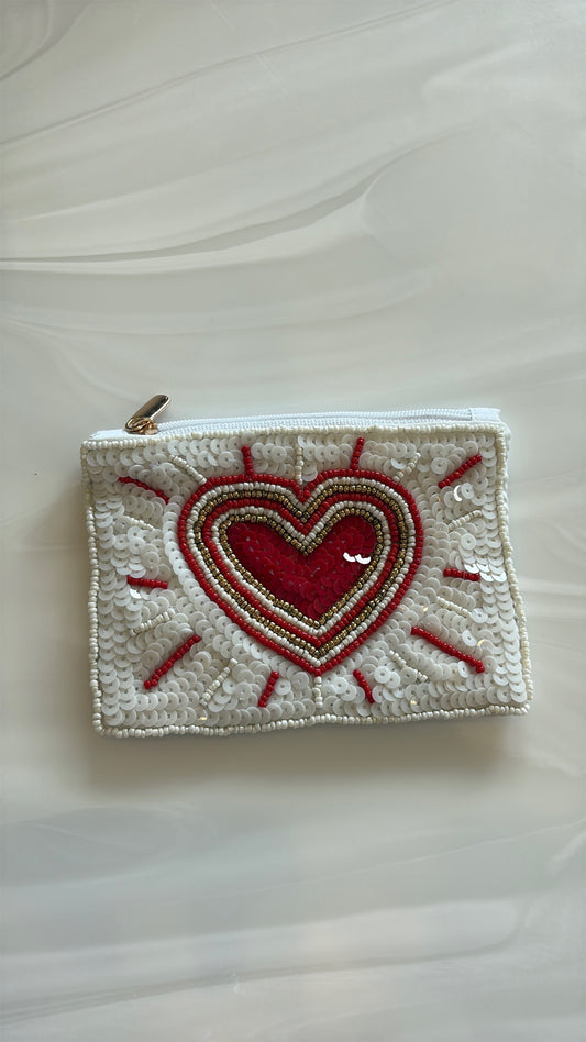 'Heart u" Beaded Pouch